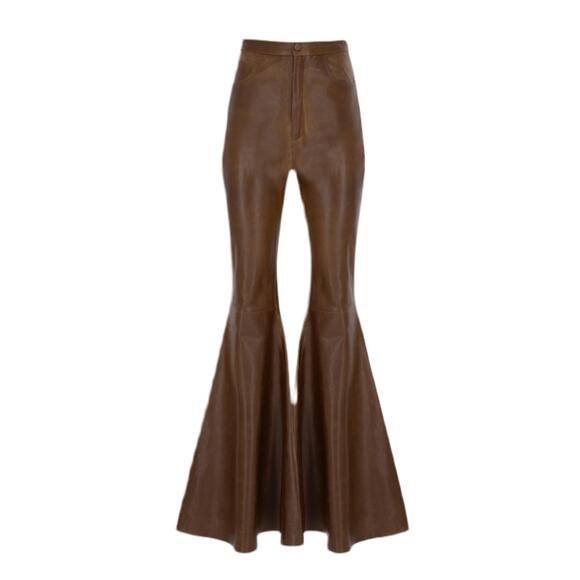 ZEYNEP ARCAY Pants - NEW ZEYNEP ARCAY women flare leather pants in rust